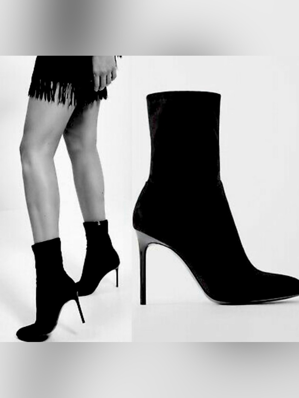 Zara Trafaluc Stiletto Stretchy Sock Mesh Pointed Toe Ankle Boot EU37/US6.5